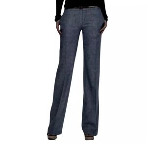 Theory women's Bricker Tennessee chambray wide leg trousers sz 4